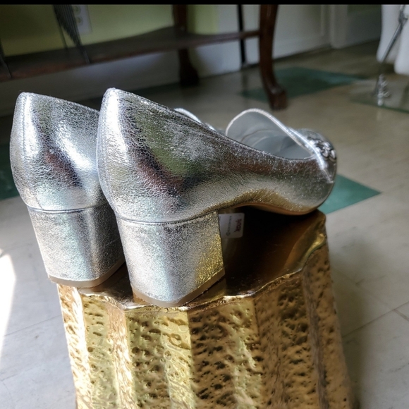 Metallic Silver Block Heels - Picture 5 of 8